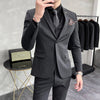 （Jacket+vest+pants）Men Korean Solid Slim Custom Groom  Man Business Casual Tuxedo Casual Wedding Social Formal Dress 3-pcs