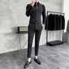 （Jacket+vest+pants）Men Korean Solid Slim Custom Groom  Man Business Casual Tuxedo Casual Wedding Social Formal Dress 3-pcs