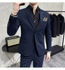 （Jacket+vest+pants）Men Korean Solid Slim Custom Groom  Man Business Casual Tuxedo Casual Wedding Social Formal Dress 3-pcs