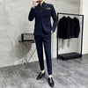 （Jacket+vest+pants）Men Korean Solid Slim Custom Groom  Man Business Casual Tuxedo Casual Wedding Social Formal Dress 3-pcs