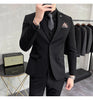 （Jacket+vest+pants）Men Korean Solid Slim Custom Groom  Man Business Casual Tuxedo Casual Wedding Social Formal Dress 3-pcs