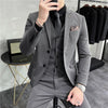 （Jacket+vest+pants）Men Korean Solid Slim Custom Groom  Man Business Casual Tuxedo Casual Wedding Social Formal Dress 3-pcs