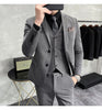 （Jacket+vest+pants）Men Korean Solid Slim Custom Groom  Man Business Casual Tuxedo Casual Wedding Social Formal Dress 3-pcs
