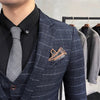 (Jackets +Pants+Vest)   Men Groom Wedding Tuxedo  Plaid Business Suits  Casual Business Suit Three-piece