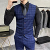 (Jackets +Pants+Vest)   Men Groom Wedding Tuxedo  Plaid Business Suits  Casual Business Suit Three-piece