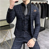 (Jackets +Pants+Vest)   Men Groom Wedding Tuxedo  Plaid Business Suits  Casual Business Suit Three-piece