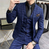 (Jackets +Pants+Vest)   Men Groom Wedding Tuxedo  Plaid Business Suits  Casual Business Suit Three-piece