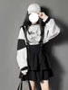 KOSAHIKI Kawaii Two Pieces Set Women Cartoon Print Hoodies+Suspender Shorts  Japanese Harajuku Conjunto Femenino Y2k Outfits
