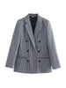 KPYTOMOA Women  Office Wear Double Breasted Check Blazers Coat Vintage Long Sleeve Pockets Female Outerwear Chic Tops