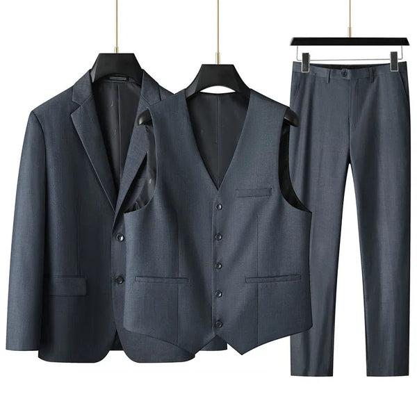 Large size  high-end men's suit (suit + vest +trousers) plus fat plus business formal suit coat wedding dress three-piece set