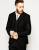 Latest Design Winter Black Tweed Men Suit Slim Fit 3 Piece  Tuxedo Custom Style Suits Groom Prom Blazer Masculino