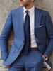 Linen Men Suits for Beach Slim Fit 2 Piece Summer Wedding Tuxedo for Grooms Blue Custom  Blazer (Jacket+Pants)