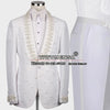 Boyfriend Suits White Floral Blazer Men's 3 Pieces Beaded Lapel Jacket Vest Pants Groom Wear Wedding Tuxedo Prom Dress