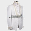 Boyfriend Suits White Floral Blazer Men's 3 Pieces Beaded Lapel Jacket Vest Pants Groom Wear Wedding Tuxedo Prom Dress