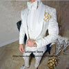 White Jacquard Suits For Men Slim Fit 3 Piece Jacket Vest Pants Set For Groom Wedding Prom Tuxedo Formal Banquet Blazer