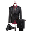 Men Suit  Business Leisure Single Breasted Suits 3 Pieces Sets Male Printing Groom Wedding Dress Jacket Blazers Coat Vest Pants
