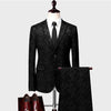 Men Suit  Business Leisure Single Breasted Suits 3 Pieces Sets Male Printing Groom Wedding Dress Jacket Blazers Coat Vest Pants