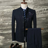 Men Suit Coat Vest Pants  Chinese Retro Style Wedding Groom Suit Stand Collar Classic Men Dress Blazers Jacket Trousers