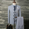 Men Suit Coat Vest Pants  Chinese Retro Style Wedding Groom Suit Stand Collar Classic Men Dress Blazers Jacket Trousers