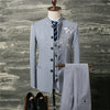 Men Suit Coat Vest Pants  Chinese Retro Style Wedding Groom Suit Stand Collar Classic Men Dress Blazers Jacket Trousers