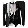 Men Suits   Full Set    Single Breasetd White Shawl Lapel Burgundy Formal Elegant Slim Fit Costumes Hommes Blazers
