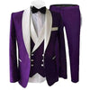 Men Suits   Full Set    Single Breasetd White Shawl Lapel Burgundy Formal Elegant Slim Fit Costumes Hommes Blazers