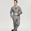 Men's  Grey Jacquard Suits  Casual Double Breasted 6 Buttons Wedding Grooms Wear (Jacket+Pants) Formal Prom Dinner Suits