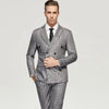 Men's  Grey Jacquard Suits  Casual Double Breasted 6 Buttons Wedding Grooms Wear (Jacket+Pants) Formal Prom Dinner Suits