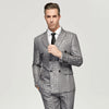 Men's  Grey Jacquard Suits  Casual Double Breasted 6 Buttons Wedding Grooms Wear (Jacket+Pants) Formal Prom Dinner Suits