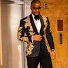 Men's High-quality Sequins Floral 2 Pieces Set Suits Shiny Singer Performance Wedding Groom Prom Tuxedos (Blazer + Trousers)