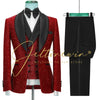 Men's Suit 3 Piece Wedding Groom Tuxedo Lapel Jacket Set Groomsman Blazer Pants Vest Slim Fit Outfit Traje Hombre Blazer