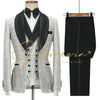 Men's Suit 3 Piece Wedding Groom Tuxedo Lapel Jacket Set Groomsman Blazer Pants Vest Slim Fit Outfit Traje Hombre Blazer