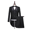 Men's Tuxedo Tails Black White Shiny Tailcoat Dress Coat Swallowtail Dinner Party Wedding Blazer Pants Magic Singer Stage Suits