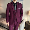 Men (suit + vest + trousers)   trend slim-fit business casual solid color British party wedding dress three-piece set