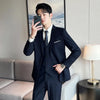 Men (suit + vest + trousers)   trend slim-fit business casual solid color British party wedding dress three-piece set