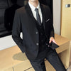Men (suit + vest + trousers)   trend slim-fit business casual solid color British party wedding dress three-piece set