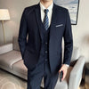Men (suit + vest + trousers)   trend slim-fit business casual solid color British party wedding dress three-piece set
