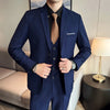 Men (suit + vest + trousers)   trend slim-fit business casual solid color British party wedding dress three-piece set