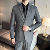 Men (suit + vest + trousers)   trend slim-fit business casual solid color British party wedding dress three-piece set