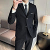 Men (suit + vest + trousers)   trend slim-fit business casual solid color British party wedding dress three-piece set
