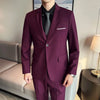 Men (suit + vest + trousers)   trend slim-fit business casual solid color British party wedding dress three-piece set