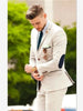 Mens Suits (Jacket+Pants) Latest Designs Beige Groom Tuxedos elbow patches 2 Pieces Wedding Prom Dinner Italian Man Suit Blazer