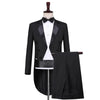 Mens Tuxedo Tailcoat Formal Dress Suits Swallow Tail Coat Navy Blue Male Jacket and Pants Party Wedding Dance Magic Performance