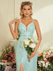 Women's Halter V-Neck Striped Sequin High Slit Fishtail Dress