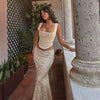 Mingmingxi Summer Sleeveless 2 Piece Sets Womens Outfits Elegant Formal Events Wedding Guest Dresses Sexy Cropped Top and Skirt