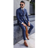 Navy Blue Striped  Men Suits Slim Fit 2 Piece Double Breasted Classic Fit For Wedding Groom Blazer and Pants Outfits