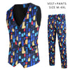 Mens Printed Suit Two-piece Suit (Vest+Pants)Slim Fit Male Wedding Party Suits Men Gentleman Vest Pants Size M-4XL