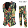 Mens Printed Suit Two-piece Suit (Vest+Pants)Slim Fit Male Wedding Party Suits Men Gentleman Vest Pants Size M-4XL