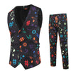Mens Printed Suit Two-piece Suit (Vest+Pants)Slim Fit Male Wedding Party Suits Men Gentleman Vest Pants Size M-4XL