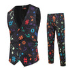 Mens Printed Suit Two-piece Suit (Vest+Pants)Slim Fit Male Wedding Party Suits Men Gentleman Vest Pants Size M-4XL